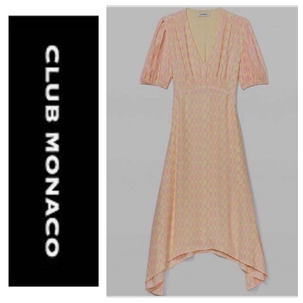 Club Monaco Pink V-neck Midi Dress